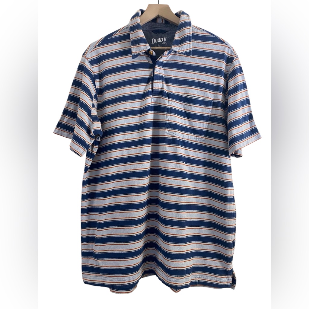 Duluth Striped Pocket Polo Shirt Size L Relaxed Fit